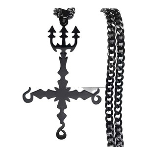 Nuevo gótico Cruz invertida Trident Devil collar Hip Hop Punk estilo hombres colgante joyería - Product Image 5