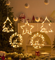 Nouveau modèle 2026 en gros, vente chaude, décoration de Noël, vitrine, lumières LED cinq étoiles à ventouse