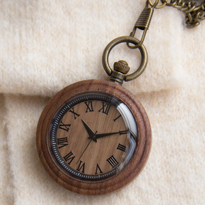 Nuovo Orologio da Tasca Rotondo Vintage in Legno con Catena in Legno Massiccio - Product Image 6
