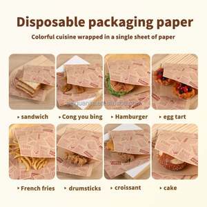 กระดาษห่ออาหารแบบใช้แล้วทิ้ง เป็นมิตรกับสิ่งแวดล้อม เกรดสำหรับอาหาร เคลือบ PE กันไขมัน สำหรับแซนวิช เบอร์เกอร์ เค้ก และขนมปัง - ขนาดตามสั่ง - Product Image 3