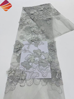 Kain Brokat Bunga 3D Desain Baru Grosir, Bordir Manik-Manik, Payet, Bordir Prancis, Kain Tulle Prancis untuk Gaun Pengantin