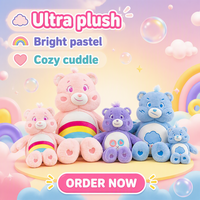 Adorable Mini Ours en Peluche Kawaii Pastel avec Badge Ventral, Sourire Grincheux Arc-en-ciel, Cadeau, Fourniture en Gros, Poupée en Peluche