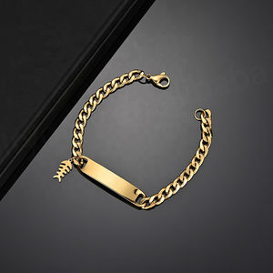 Nouvel Arrivage Bracelet Femme en Acier Inoxydable, Chaîne Noire avec Plaque d'Identification, Gravure Personnalisée du Logo, Style Massif - Product Image 2