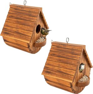 Nichoir à oiseaux en bois écologique - Nichoir suspendu personnalisé pour l'extérieur pour les oiseaux bleus et les cardinaux - Product Image 1