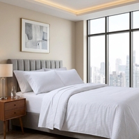 Parure de draps d'hôtel Hilton de luxe personnalisée, douce et confortable, 100% coton 60S 300TC, rayures blanches de 1 cm