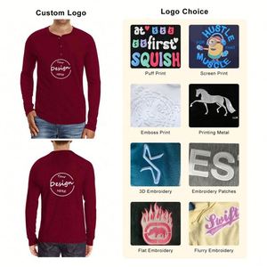 Camiseta deportiva para hombre, camiseta con botones raglán con logotipo personalizado, camisetas en blanco de alta calidad para hombre, camisetas de manga larga - Product Image 3