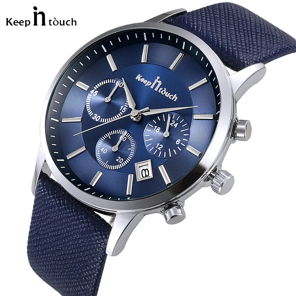 2020 Hot Sale Men's Luxury Quartz Wrist Watches Custom Logo Chronograph Fashion Sport Leather Watches