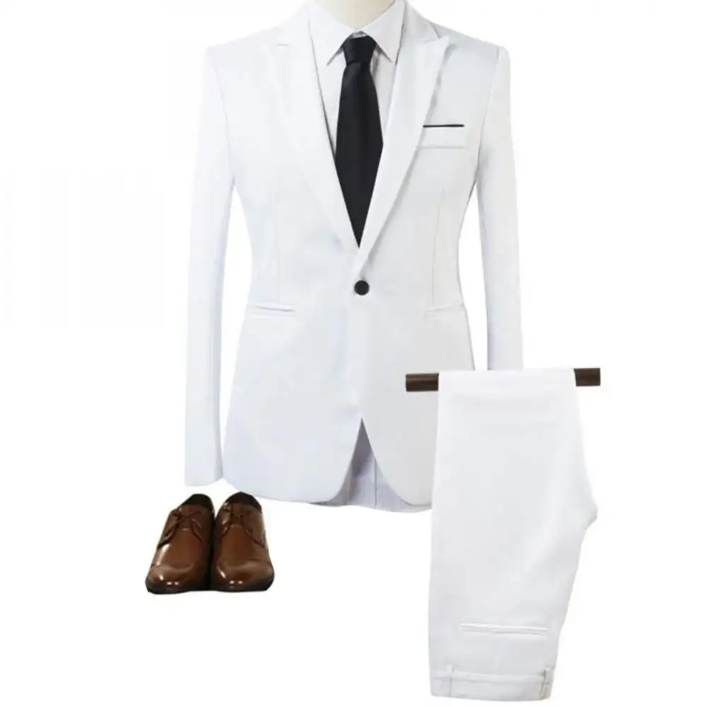 fashion new style cotton white coat pant men suit two piece men clothes 213893