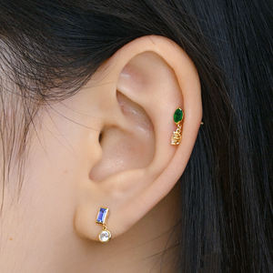 Bijoux fins très vendus, boucles d'oreilles en or massif 18 carats, émeraude et saphir naturels, boucles d'oreilles à visser, boucles d'oreilles à clous, cadeau pour femmes - Product Image 6