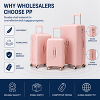 Ensembles de bagages rigides PP, coque géométrique rose, fabricant certifié BSCI, assortiment de couleurs pour voyage en cabine