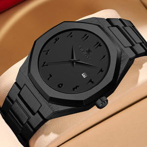 Luxury Gold <b>Watch</b> for Men Arabic Numeral Dial Brushed <b>Case</b> Quartz Wristwatch with Date Window Business Gift - Product Image 3