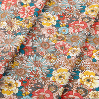 Tissu satiné imprimé numérique à motif floral dégradé RTS 75 g/m² - Faible quantité minimale de commande pour robe et foulard