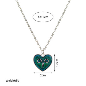 Colliers à breloques goutte d'huile à la mode Go Party 12 Horoscope Astrologie Zodiaque Coeur Pendentif Collier Pour Enfants - Product Image 6