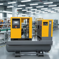 Compresseur d'air industriel à vis 22kW 30HP stationnaire, petit, silencieux, refroidi par air, alimenté en courant alternatif, contrôlé par PLC, avec sécheur et réservoir, certifié CE