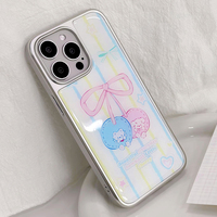 Coque de téléphone en résine époxy de dessin animé pour iphone16 16pro/PM 15 15promax/14Promax/14pro 14/13 13pro 12 11 coque à bords argentés galvanisés