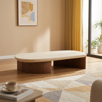 Table basse de salon OEM, design moderne irrégulier italien, pieds en bois massif, nouveau design, pierre naturelle travertin, haut de gamme