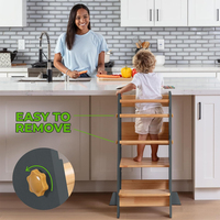 Tour d'apprentissage pour enfants en bois pliable et réglable en hauteur avec rangement pour chambre à coucher