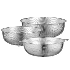 Stainless Steel <b>Colander</b> Set 16.5cm 19.5cm 22.5cm Multifunctional <b>Strainer</b> For Kitchen Use - Product Image 1