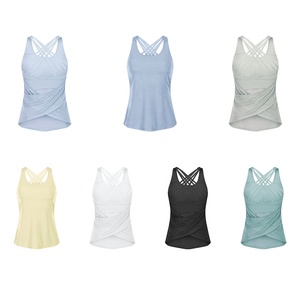 Custom Logo High Quality Solid Color Sleeveless <strong>Vest</strong> Yoga Gym Casual Breathable Tank <strong>Top</strong> Women <strong>Built</strong> <strong>in</strong> Padded <strong>Bra</strong> - Product Image 2