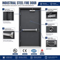 Porte coupe-feu en acier couleur or champagne certifiée UL CE FD30 FD60 avec serrure intelligente, porte intérieure ignifugée pour suite d'hôtel de luxe
