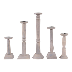Set di 5 Portacandele in Legno di Diverse Altezze per Decorazione Casa, Accenti per Mensole e Caminetti, Design Elegante - Product Image 4