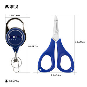 Tijeras para trenzas de pesca Booms Fishing BFLMS01 1.80oz 4.3in con bordes de corte dentados de acero inoxidable y mangos de plástico ABS - Product Image 2