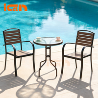 Meubles de jardin modernes nordiques en bois, table et chaises, ensemble de chaises bistrot en bois, ensemble de meubles de restaurant en plein air