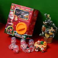 Distributeur de capsules de Noël, figurines porte-clés en boîte surprise, 7 capsules en PVC, vente en gros, lot de cadeaux fantaisie