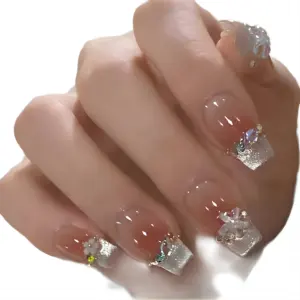 Wholesale Super Popular Artificial Nails 24 Pieces Water Drop Five Petal Flower Ballerina Shape Nails