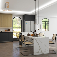Armoires de cuisine modernes écologiques en contreplaqué préfabriqué, placage de bois, mélamine, MDF, panneaux de particules, stratifié marbré, panier à tiroirs