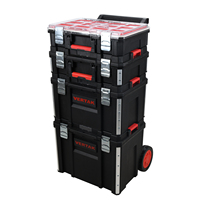 Caja de herramientas de plástico apilable 4 en 1 personalizable Vertak con ruedas, Maleta portátil con ruedas, resistente al agua, compatible con OEM y ODM
