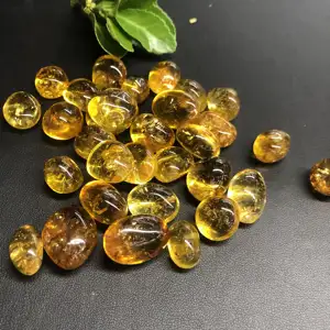 Wholesale natural crackle crystal tumbled stone crackle citrine tumbles fengshui reiki popcorn gemstones