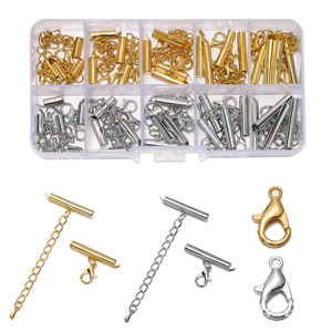 Ponytail Buckle Set Alloy Plated Gold Silver Chain T Bar Clasp For <b>Bracelet</b> Making DIY Jewelry Components <b>Box</b> Pack - Product Image 1