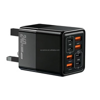 Chargeur mural USB-C PD 240W 8 ports avec prise EU US UK, charge rapide GaN 240W Type-C, charge rapide QC3.0, adaptateur mural USB Type-C