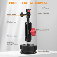 Support de caméra à ventouse en alliage d'aluminium ABS Mechrig, tête sphérique, bras magique, pompe à air, action caméra/DSLR/caméscopes/téléphone