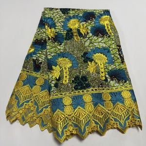 Kain renda lilin kain katun lilin Afrika dengan renda bordir 6 yard untuk gaun wanita - Product Image 6