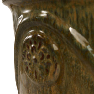 Pot de fleurs en céramique émaillée bleue brillante de style américain, écologique, durable, avec motif médaillon en relief, pour l'intérieur et l'extérieur, maison et jardin - Product Image 3