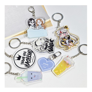 Design Custom Keychain Holographic Rainbow <b>Flash</b> Epoxy Transparent Acrylic UV Printed Cartoon Anime Style Keychain - Product Image 4