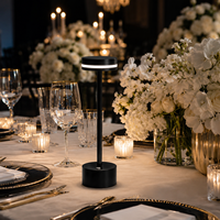 Lampe de table LED sans fil moderne de luxe, rechargeable, avec anneau lumineux doré, portable, pour mariage, restaurant, hôtel, bar