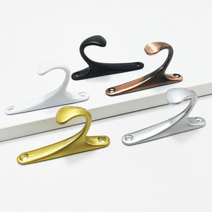 Poignée double usage en alliage d'aluminium avec crochet et trou d'ouverture, dorée, pour armoires de cuisine, placards, tiroirs d'hôtel, poignées en zinc - Product Image 2