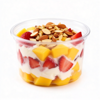 Op maat gemaakte logo/kleur 8-32oz transparante PET wegwerpcontainers & saladebekers voor fruit, groenten, delicatessen, acai bowls met koepel-/platte deksels