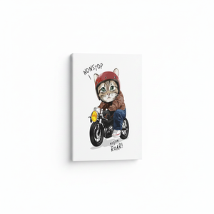 Printed Canvas: Cat Riding Motorcycle - Unique Cute Cat Poster Art,<b>WRAPPED</b> CANVAS - Product Image 2