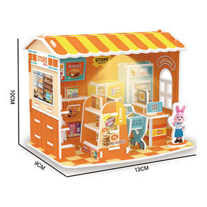 Jouets de montage de puzzles DIY, mini maison miniature, magasin de proximité, ensemble de puzzles 3D avec lumières LED - Product Image 5