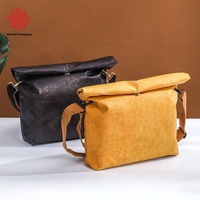 Tas Kertas DuPont Tyvek Asli untuk Mahasiswa, Tas Selempang Bahu, Tas Jinjing Serbaguna, Mode Vintage Kreatif dengan Ritsleting dan Kancing