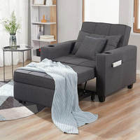 Canapé-lit pliable simple en tissu lin convertible pour hôtel, vente en gros