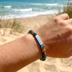 Natural Stone <b>Beaded</b> <b>Bracelet</b> With Gold Plate Bar Simple Design For Women Fashion Jewelry Yiwu Origin - Product Image 3