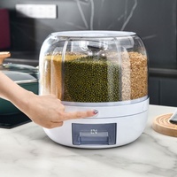 Boîte de rangement rotative 10L multi-compartiments en plastique pour céréales, conteneur domestique pour riz, hermétique contre les insectes et l'humidité