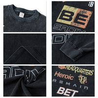 Trendy stijl heren kleding 100% katoen loose fit race-element digitale print acid stone gewassen longsleeve T-shirt voor jongens