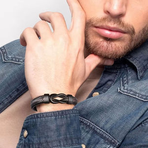 Cadeaux d'anniversaire pour fils de la part de maman, cadeaux de la Saint-Valentin pour fils, bracelets en cuir pour fils, bracelets noués, bijoux - Product Image 3