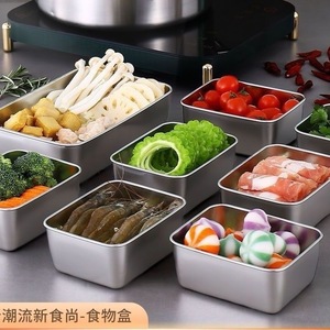 Stainless Steel Food Storage Container Square Deep Hot Pot Prep Bowl Outdoor Picnic Use - Product Image 3